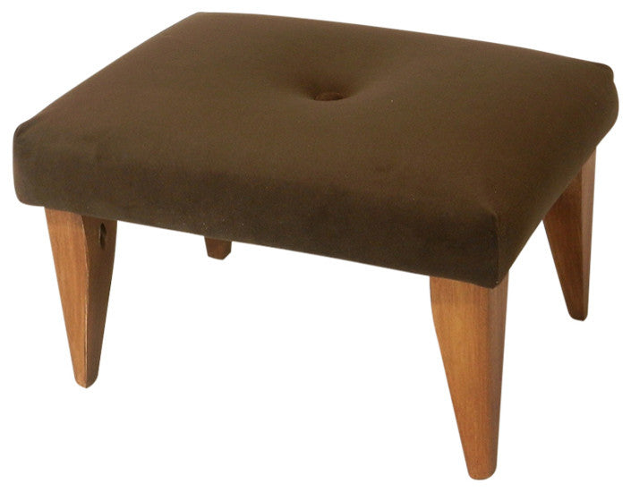 Tufted Suede Footstool, Brown