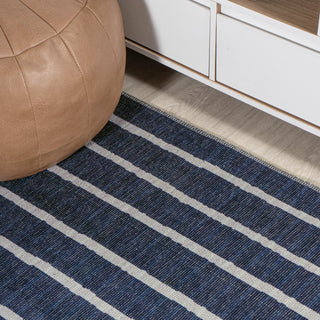 Rand Distressed Ticking Stripe Machine-Washable Area Rug, 5x8