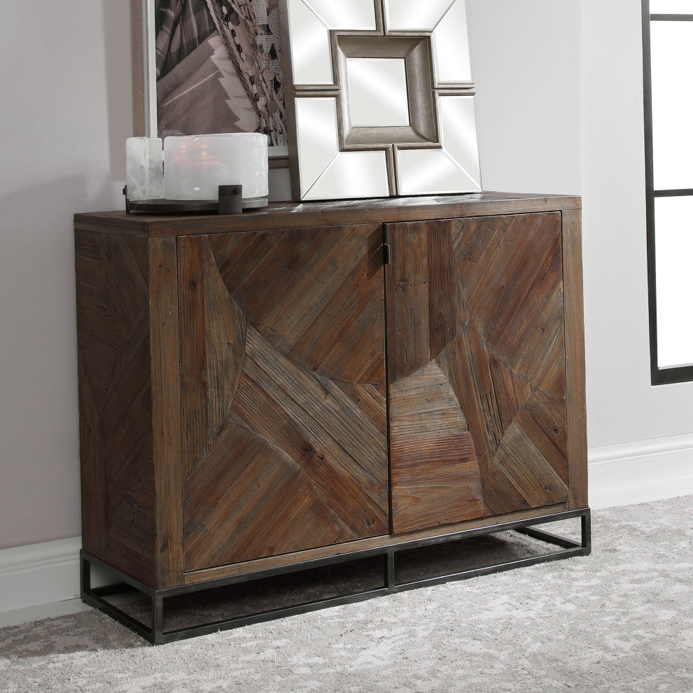 Uttermost Evros 2-Door Reclaimed Wood and Iron Sideboard in Aged Gunmetal Gray