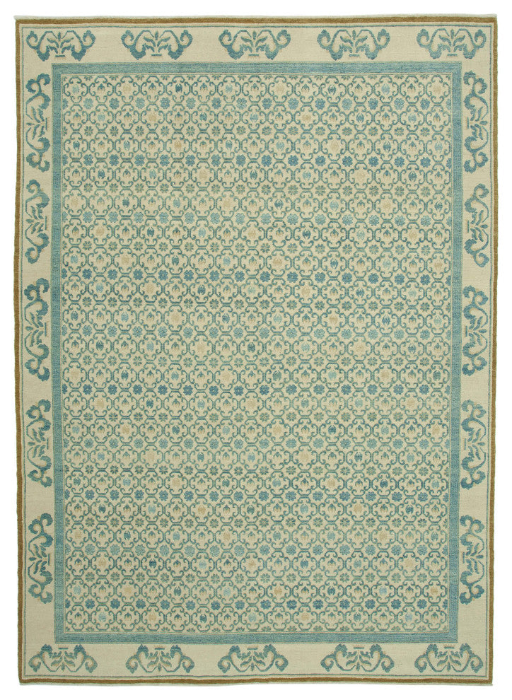 Rug N Carpet - Handmade Oriental 9' 11" x 13' 11" Soft Oushak Area Rug