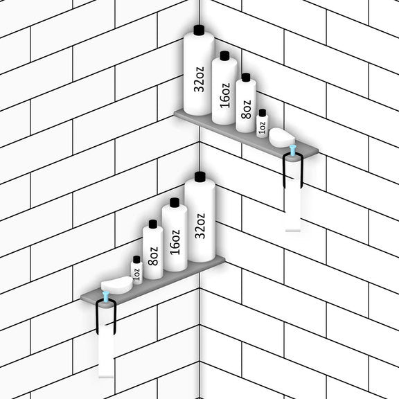 Boundless Shelving Solutions Rectangular Shelf Ivory Shower Bathroom, Brushed Nickel Hook