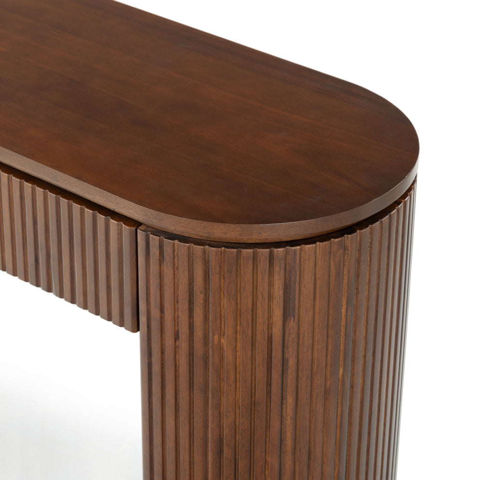 Safavieh Couture Rikki Fluted 1 Drawer Console, Walnut