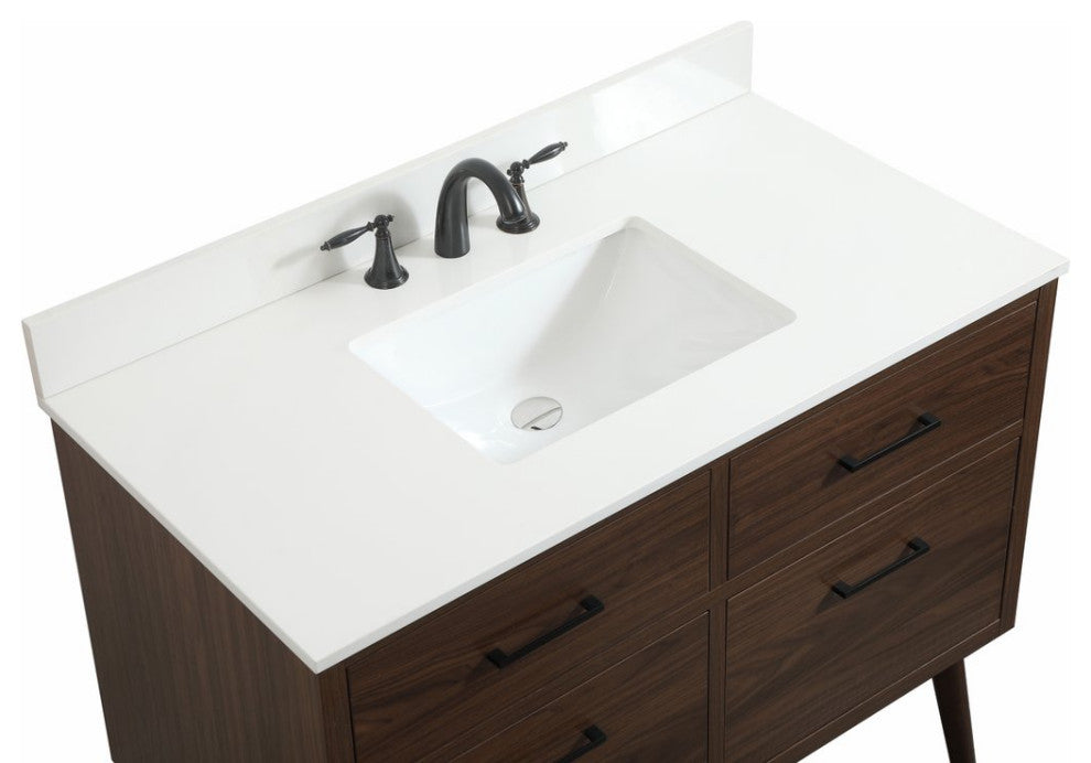 Bella 42" Midcentury Modern Walnut-Light Bathroom Vanity