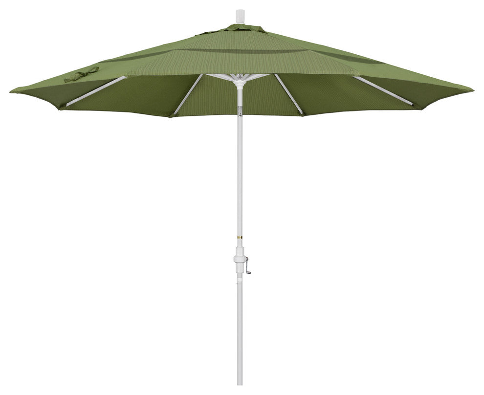 11' Aluminum Umbrella Collar Tilt Matted White, Olefin, Terrace Fern