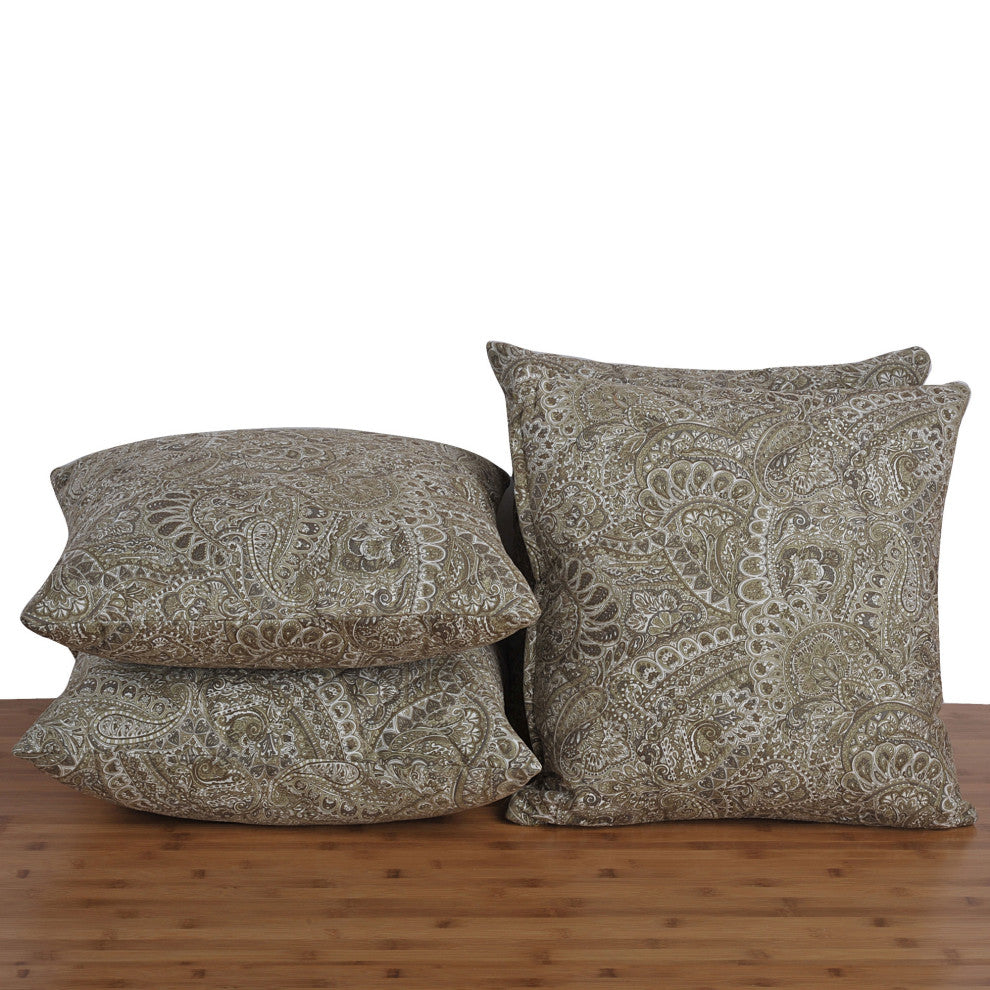 Paisley Suede 4 Piece Pillow Shell Set, Dried Herbs, 20"x20"