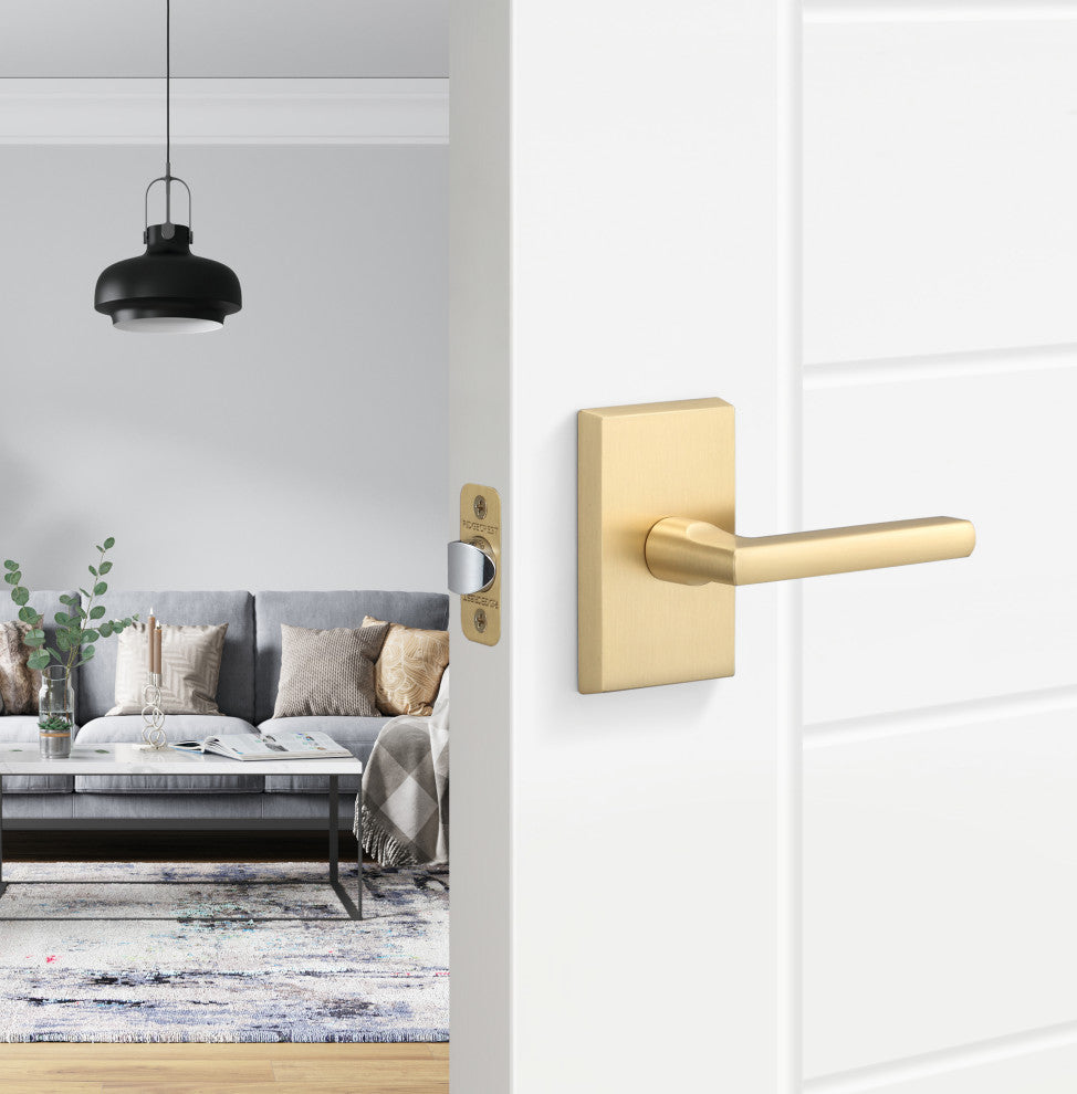 Rustic Series Logan Passage Lever, Satin Brass