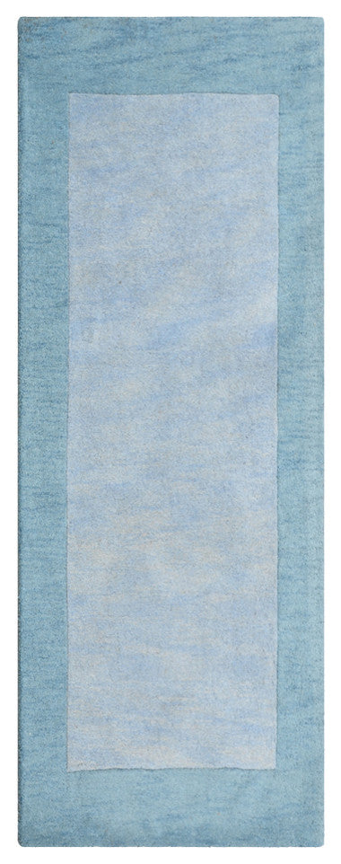 HAND TUFTED WOOL ECO-FRIENDLY AREA RUGS-Light Blue Color, Contemporary Design