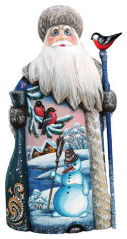Happy Snowman Santa, Woodcarved Figurine