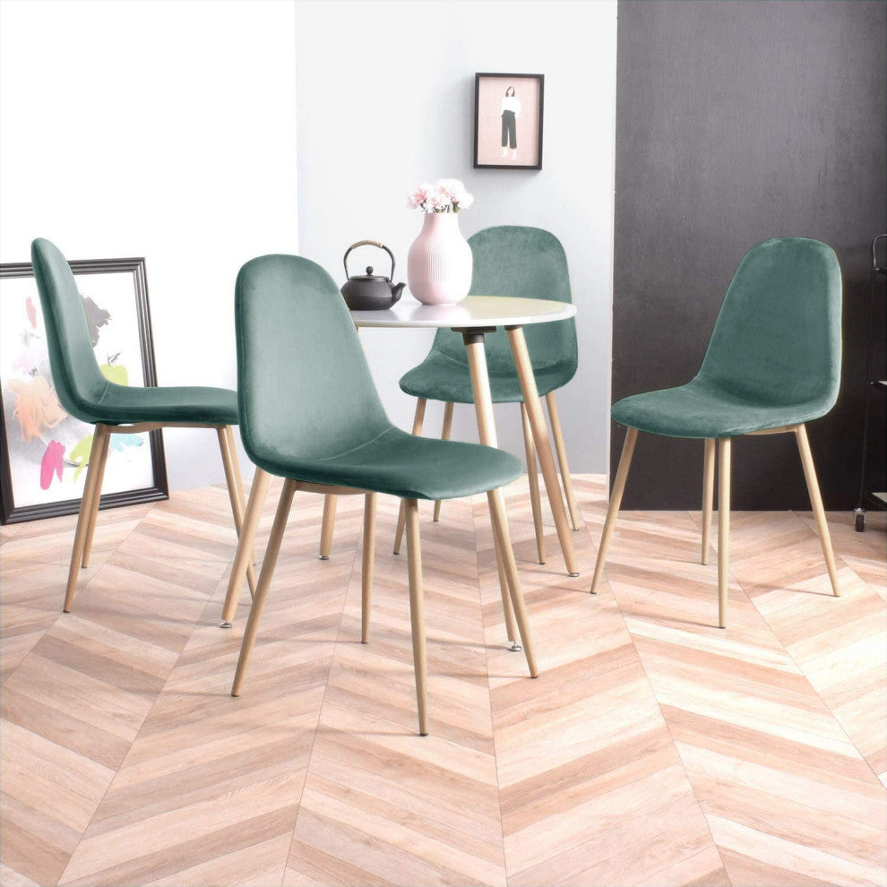 Set of 4 Dining Chairs Mid Century Velvet Chair Modern Style Chairs