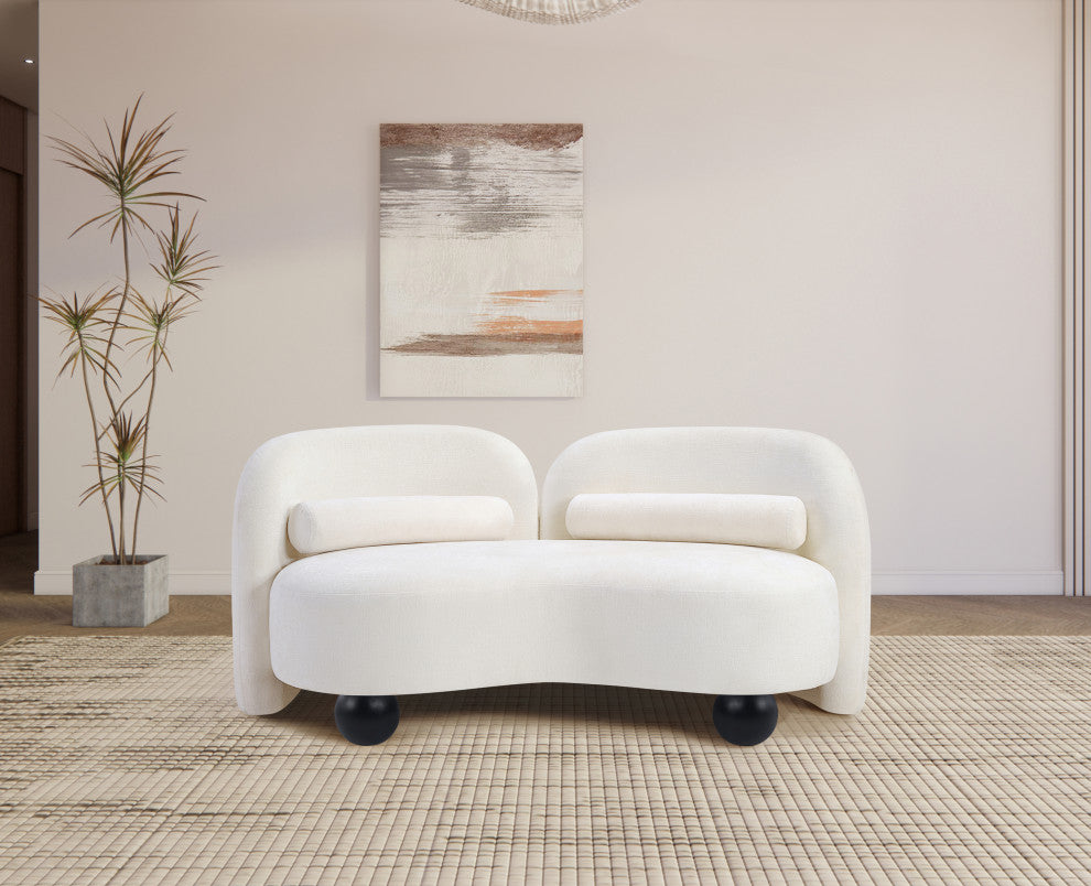 Daphne Upholstered Chair/Loveseat/Sofa, Cream, Chenille Fabric, Loveseat