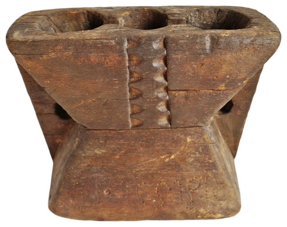 Consigned Rajasthan Village Wood Candle Stand 6