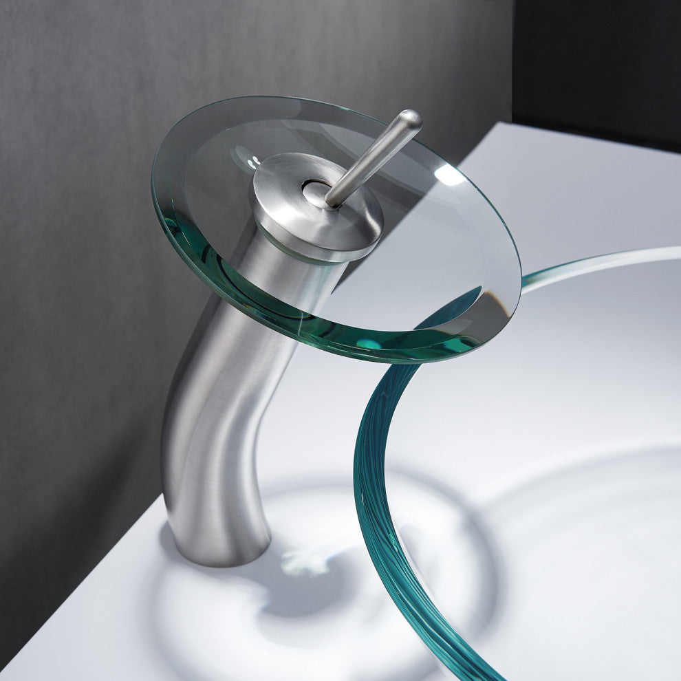 Vinnova Torino Falls Single Hole Bathroom Faucet, Satin Nickel