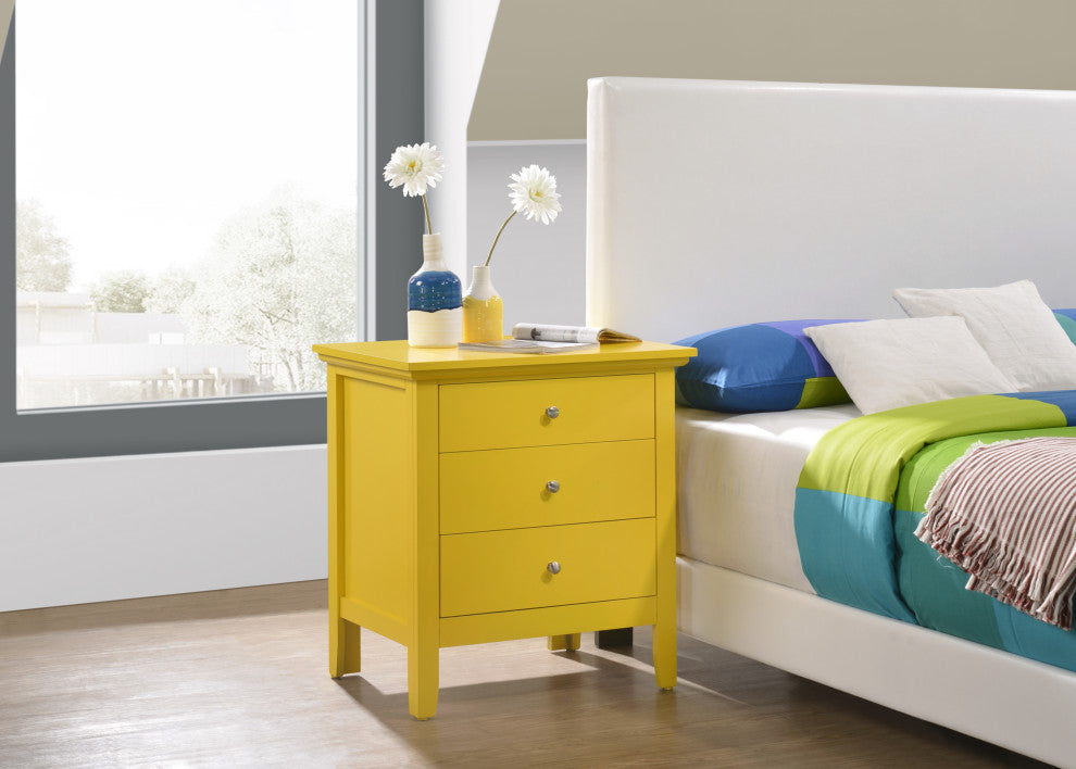 Whitley 3-Drawer Nightstand, Yellow