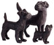 Vintage Style Set of 3 Terrier Dog Statues Black Bronze Metal Scottie Westie