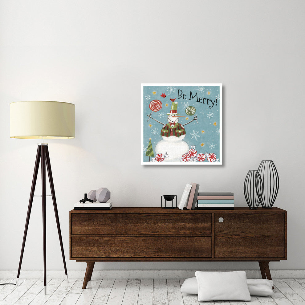 "Sweet Snowmen IV Blue" Digital Paper Print by Anne Tavoletti, 32"x32"