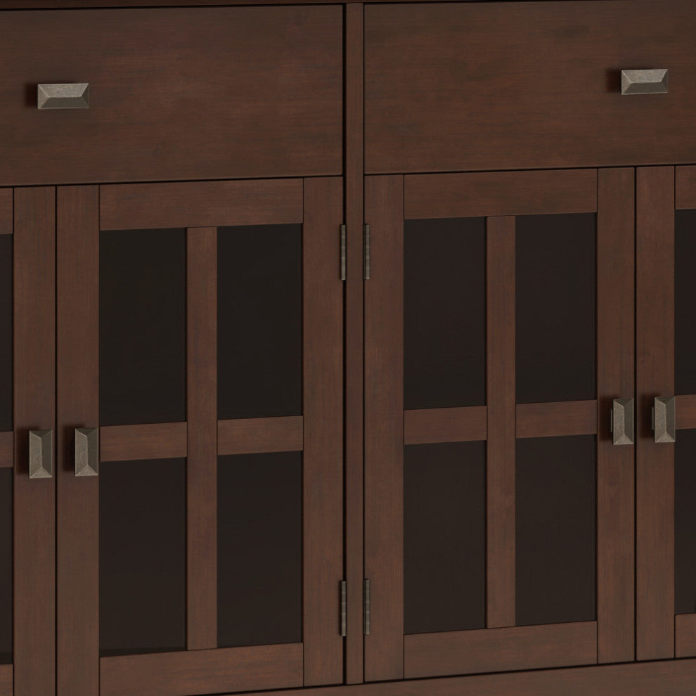 Artisan Solid Wood Large 4 Door Sideboard Buffet, Russet Brown