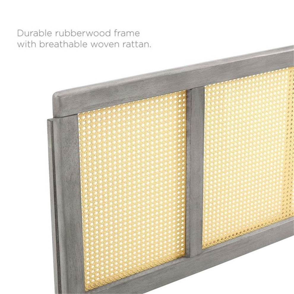 Delmare Cane Full Headboard Gray