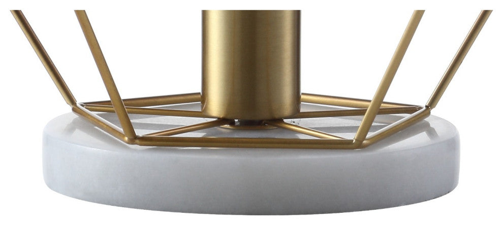 James 10" Metal and Marble Led Table Lamp, Brass