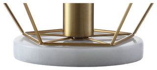 James 10" Metal and Marble Led Table Lamp, Brass