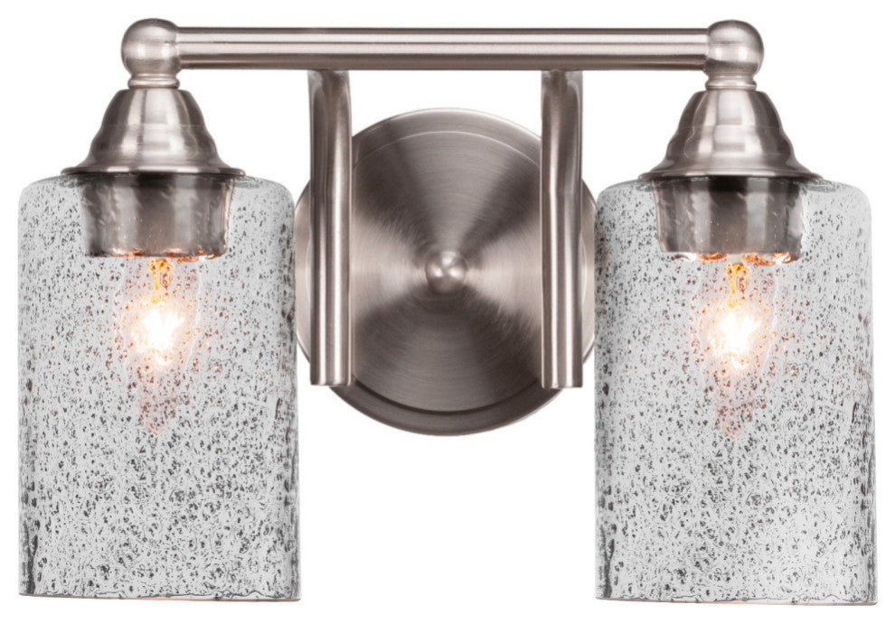Paramount 2-Light Bath Bar, Brushed Nickel, 4" Smoke Bubble Glass