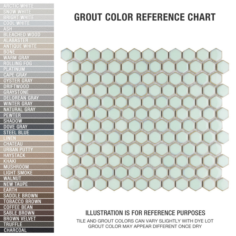 Hudson 1" Hex Light Green Porcelain Floor and Wall Tile