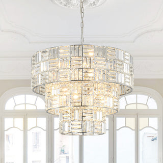 Luxury 11-Light Round Layered Chandelier With Crystal