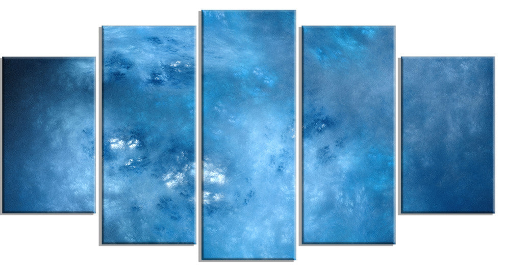 Blur Clear Blue Sky with Stars, Contemporary Canvas Art Print, 60"x32", 5 Panels
