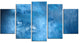 Blur Clear Blue Sky with Stars, Contemporary Canvas Art Print, 60"x32", 5 Panels