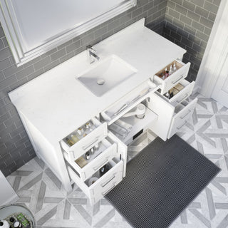 Terrence 60" Vanity with Power Bar and Drawer Organizer, White