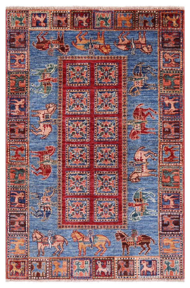 2' 8" X 4' 0" Antiqued Pazyryk Historical Design Handmade Wool Rug Q10881