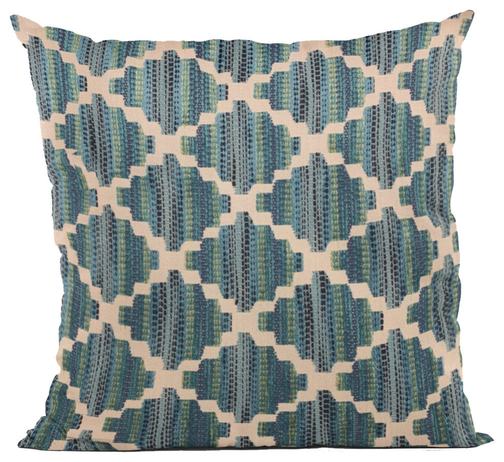Plutus Blue Zig Zag Cut Diamond Luxury Throw Pillow, 20"x20"