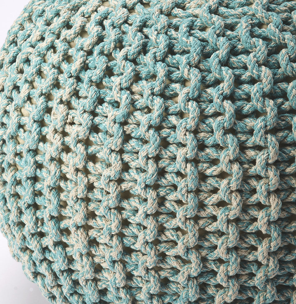 Butler Pincushion Woven Pouffe, Green