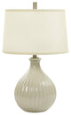 Fangio Lighting 26" Ceramic Table Lamp With Ripple Design, Coventry Gray Crackle