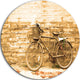 Vintage Bicycle Against Brown Wall, Landscape Disc Metal Wall Art, 23"