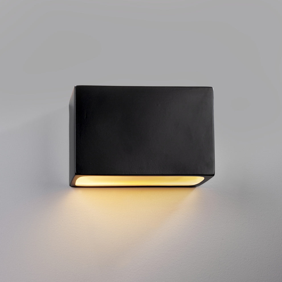 Rectangle Outdoor Wall Sconce, Closed Top, 10", Incandescent, Matte Black