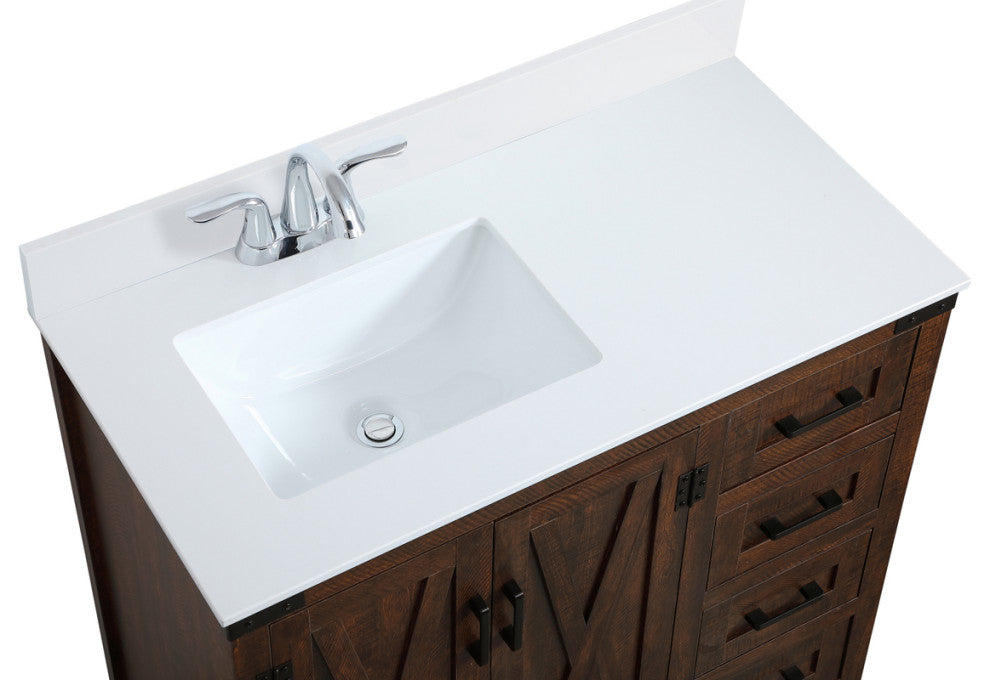 Home Living 36" Single Bathroom Vanity, Espresso With Backsplash