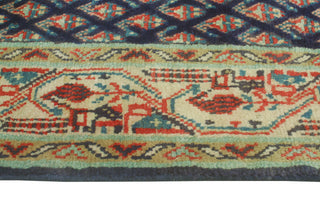 Fine Vintage Distressed Aldys Navy/Beige Runner, 3'5 x 10'2