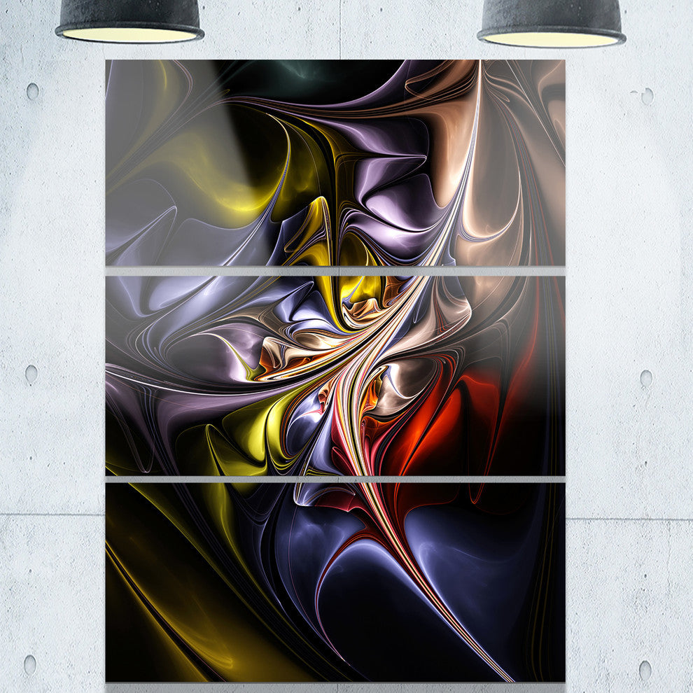 "Multicolored Stained Floral Shapes" Metal Wall Art, 3 Panels, 28"x36"