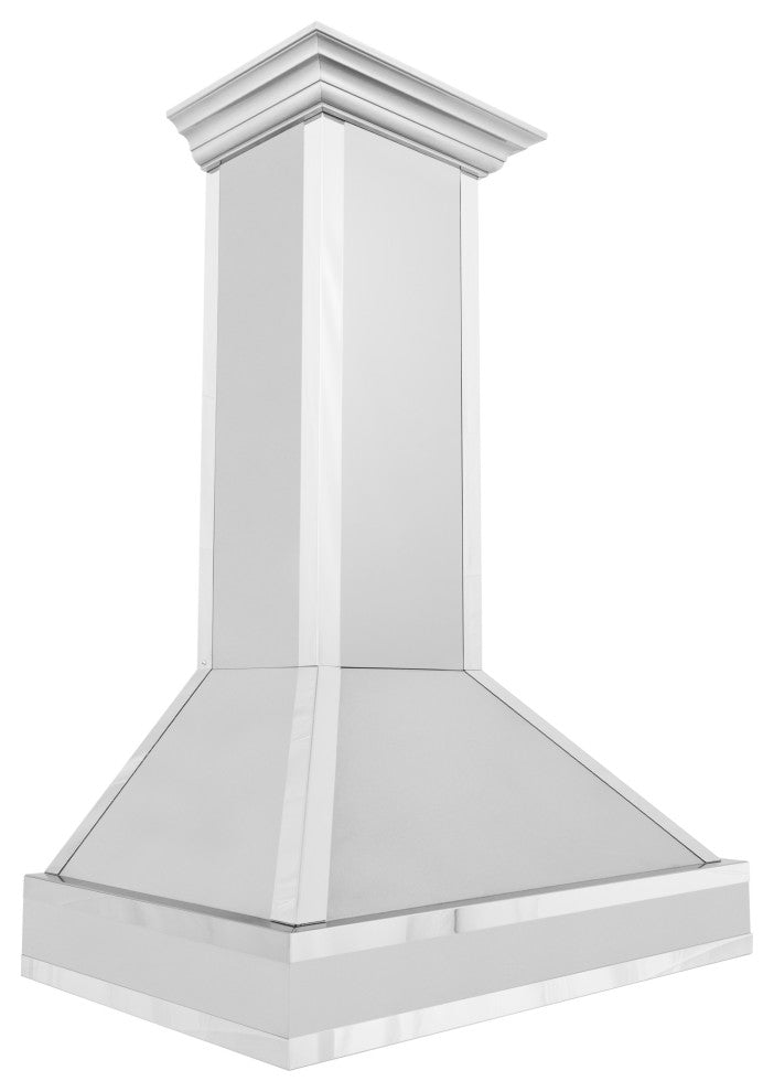ZLINE Convertible Vent Wall Mount Range Hood in DuraSnow with Mirror Accents