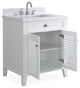 Contemporary Style White Kalani Bathroom Vanity, 30"
