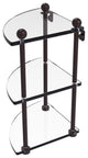 Three-Tier Corner Glass Shelf, Antique Bronze