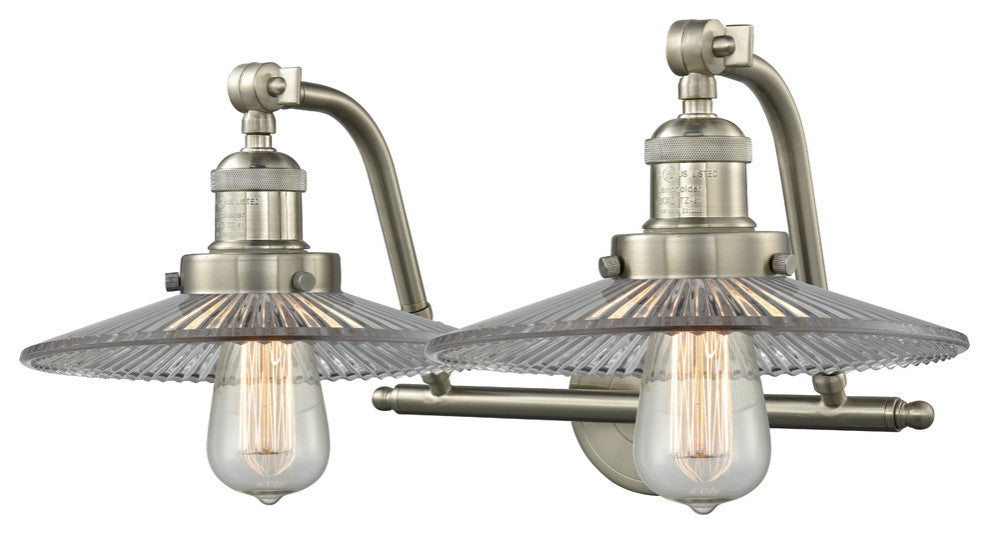 Halophane 2-Light Bath Fixture, Satin Brush Nickel, Incandescent