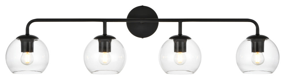 4 Light Black And Clear Bath Sconce