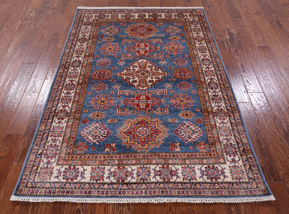 4' 10" X 6' 9" Handmade Super Kazak Wool Rug Q10260