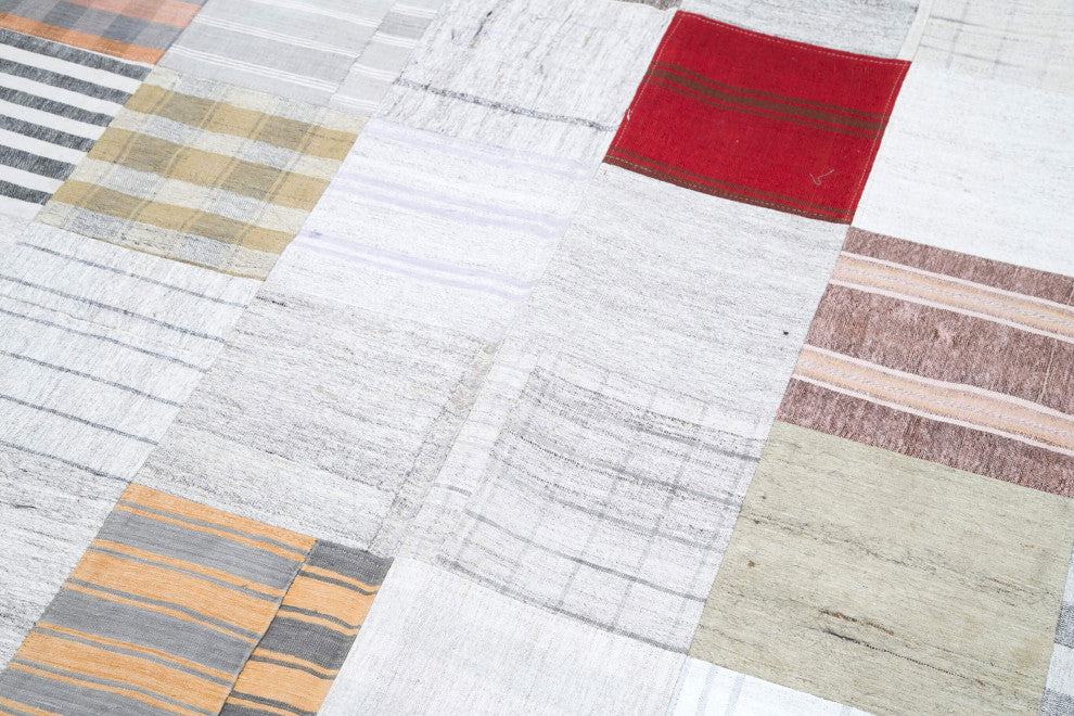 Rug N Carpet - Handmade Oriental 8' 1'' x 9' 11'' Rustic Patchwork Kilim Rug