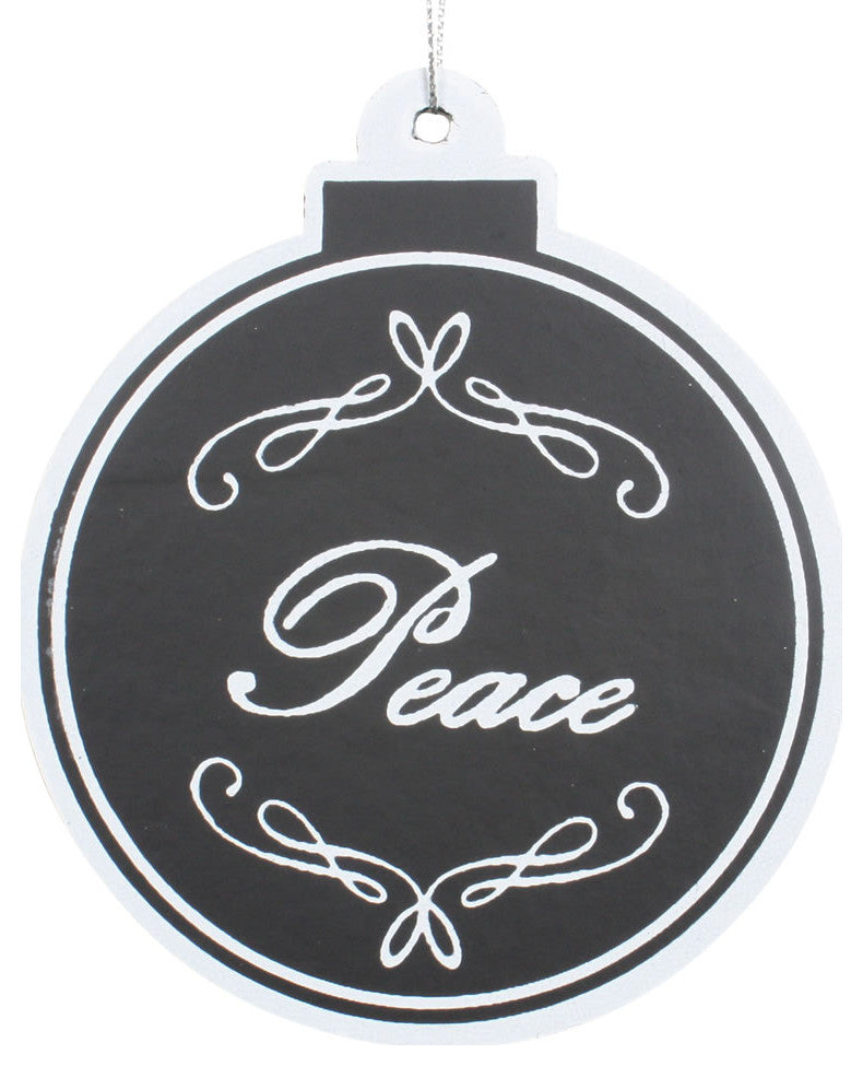 5.5" Black-White Flat Peace Hologram Ball. Comes 6 per bag , 5.5"