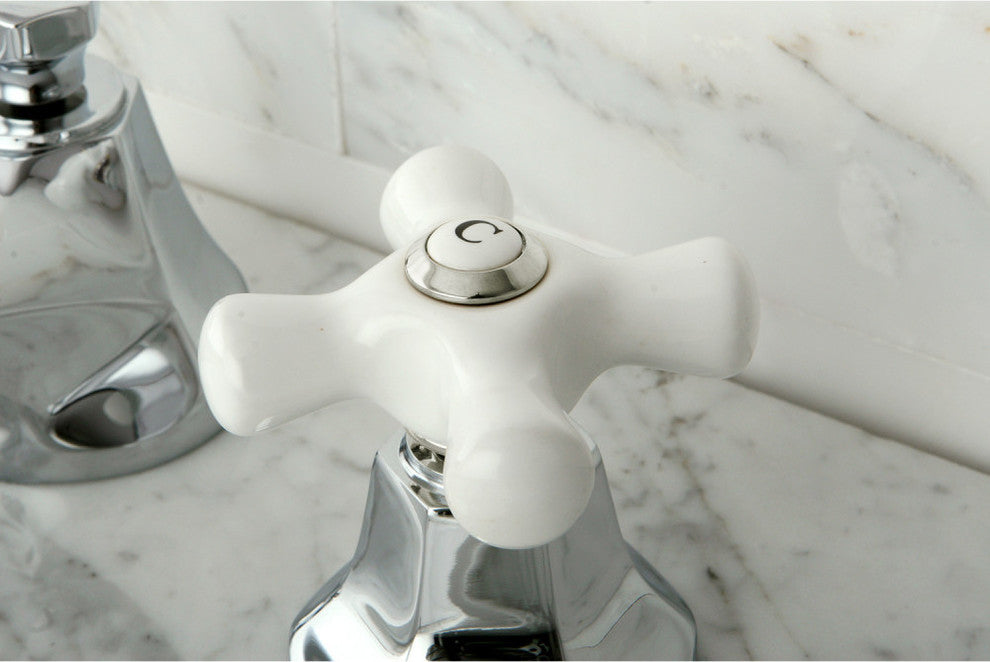 Kingston Brass Widespread Bathroom Faucet With Brass Pop-Up, Polished Chrome