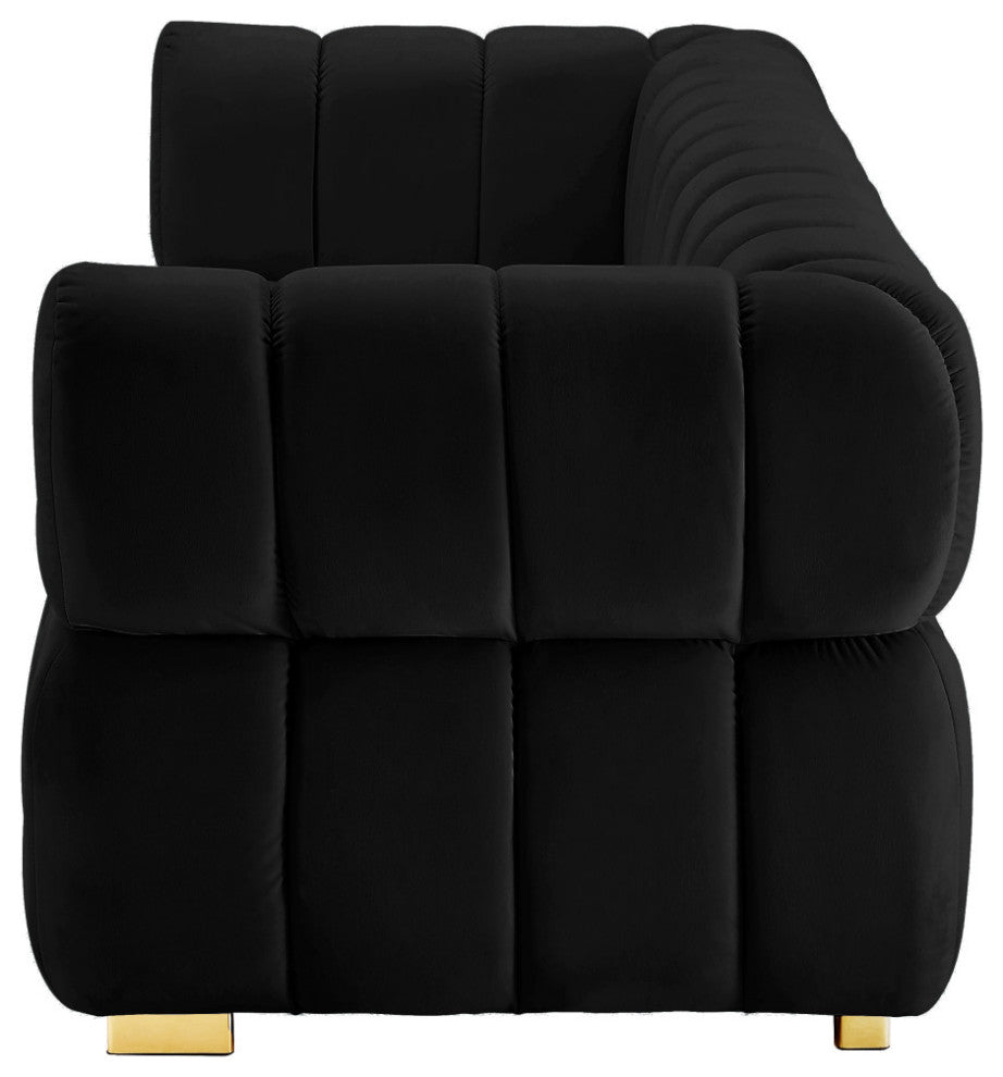 Gwen Velvet Upholstered Chair, Black, Sofa