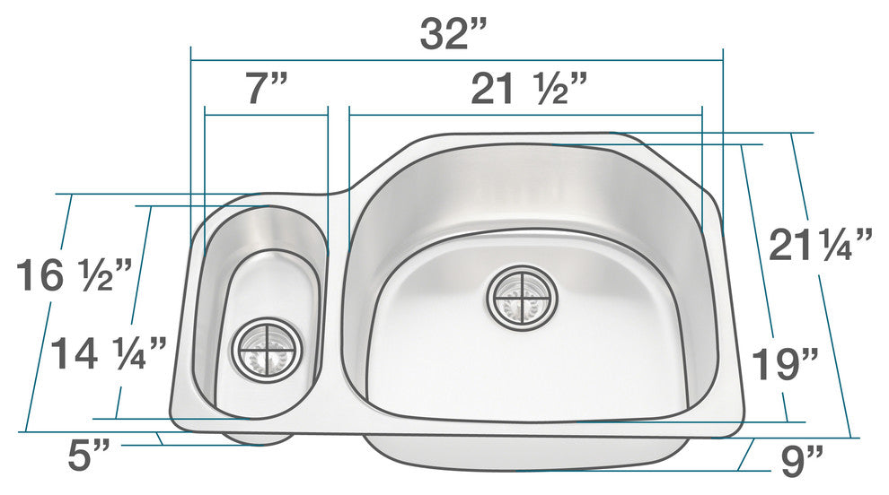 PR123-18 Offset Stainless Steel Kitchen Sink