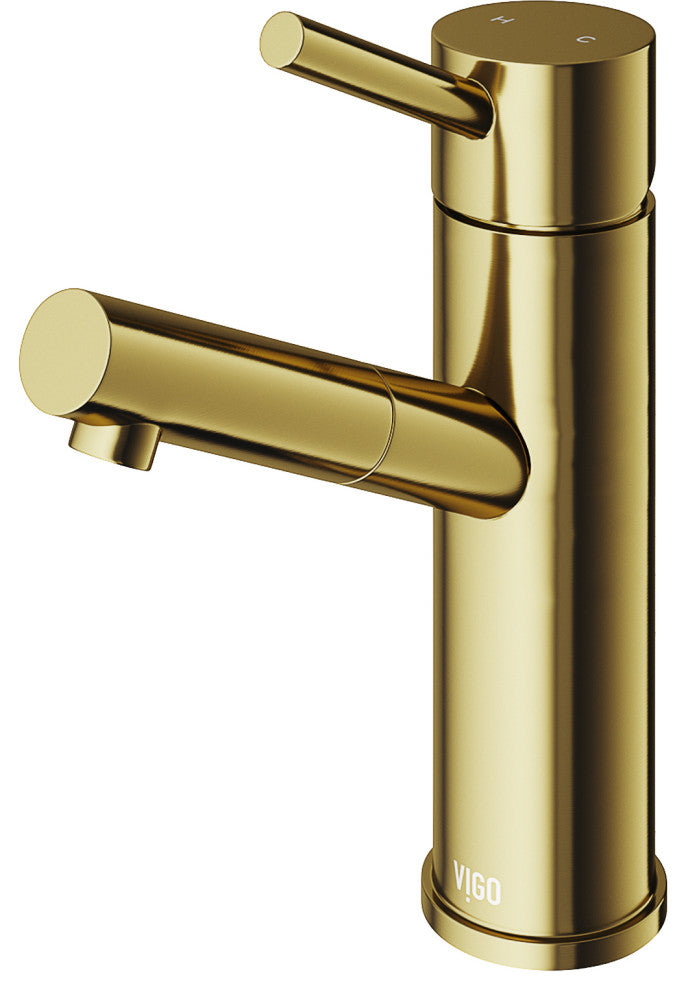 VIGO Noma 8" H Single Handle Single Hole Bathroom Faucet, Matte Brushed Gold